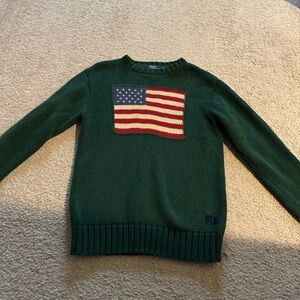 COPY - Medium Ralph Lauren American flag green sweater
